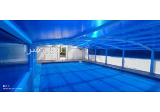 سقف استخری متحرک پلیکربنات و شیشه سقف استخری متحرک پلیکربنات و شیشه