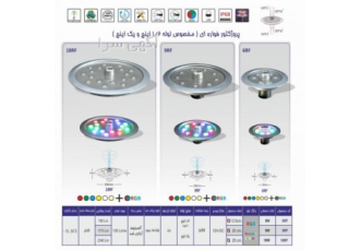 چراغ فواره ضد آب تک رنگ ۹ وات ۱۲ ولت Emax مدل ۹RF چراغ فواره ضد آب تک