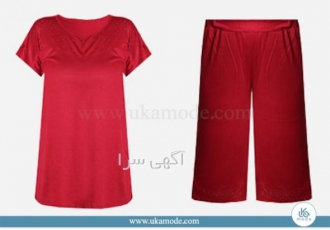 تاپ و شلوارک زنانه آستین افتاده طرح دوریقه و دمپا شیت تاپ و شلوارک زنانه آستین افتاده طرح دوریقه و دمپا شیت