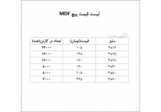 لیست قیمت پیچ MDF