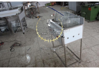 سرخ کن دو لگن صنعتی در کیش سرخ کن اتوماتیک دارای دو سبد توری برای سرخ